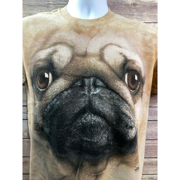 The Mountain Unisex Tie Dye Pug Dog Face T-Shirt Graphic Print Brown Size Small - Picture 8 of 8
